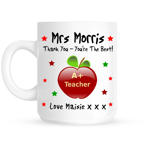 Personalised Apple Thank You Teacher Gift Mug